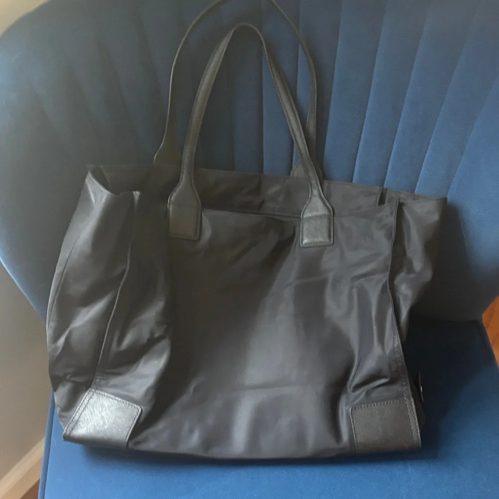 Tory Burch Black Nylon Tote with Logo Medallion